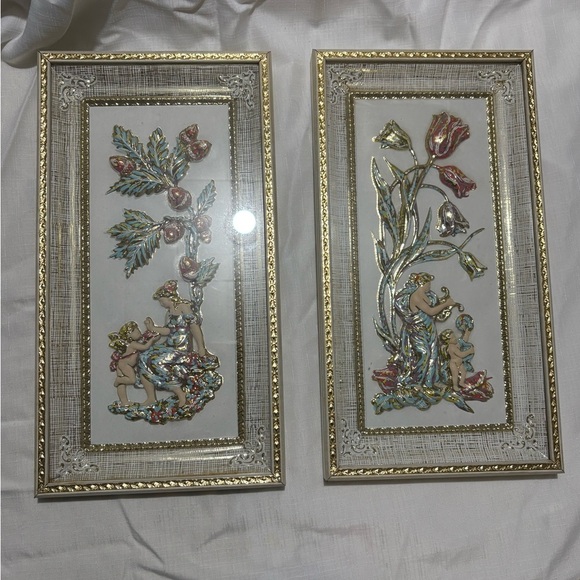 Vintage Pair of Rococo Gold Metalcraft Giclee Wall Art - Picture 1 of 10